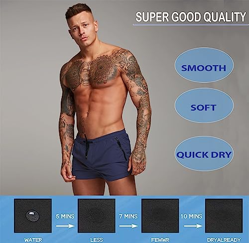 Men’s Swim Trunks Quick Dry Swim Shorts Board Shorts with Triangle Mesh Lining Navy Blue