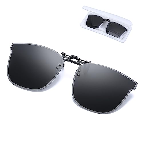 Bothfox Fashion Clip on Sunglasses for Men Polarized UV400 Protection Glasses over Prescription Anti Glare Flip up Frameless Round Sunglasses for Driving Travelling Fishing Outdoor