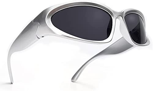 ZMNVEG Wrap Around Sports Sunglasses for Men Women Fashion Oval Thick Frame Sun Glasses Stylish Sport Wrap Shades Sport Shades Glasses Eyeglasses UV400 Protection Eyewear with Case