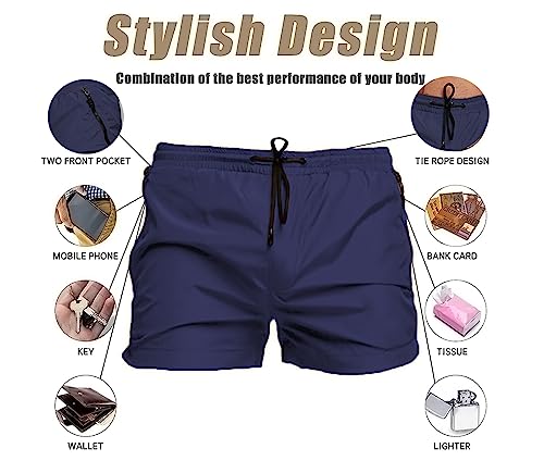 Men’s Swim Trunks Quick Dry Swim Shorts Board Shorts with Triangle Mesh Lining Navy Blue