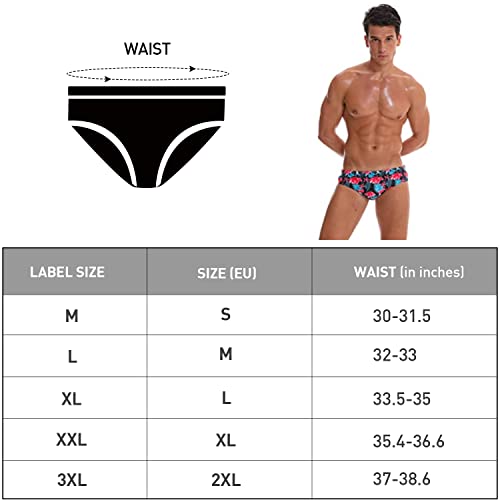 Arcweg Men's Swimming Trunks Briefs Low Waist with Removable Pad Swimwear Elastic Beach Shorts Boxers Underwear Red Flowers M（UK）