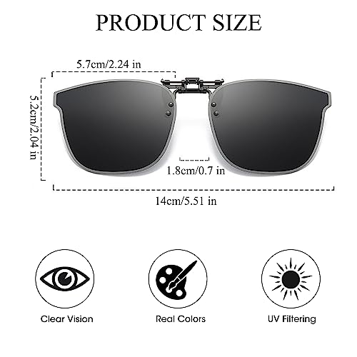 Bothfox Fashion Clip on Sunglasses for Men Polarized UV400 Protection Glasses over Prescription Anti Glare Flip up Frameless Round Sunglasses for Driving Travelling Fishing Outdoor