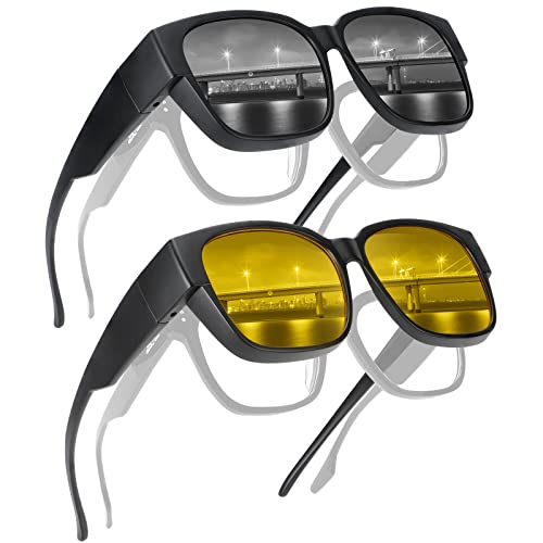 Hifot Fit Over Glasses Sunglasses for Men Women,Wrap Round Sunglasses to Fit Over Eyeglasses 100% UV Protection for Men and Women