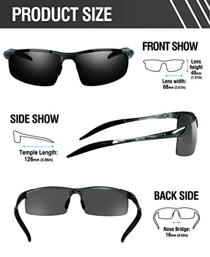 DUCO Men's Driving Sunglasses Polarised Glasses Sports Eyewear Fishing Golf Goggles 8177S (Gunmetal Frame,Gray Lens)