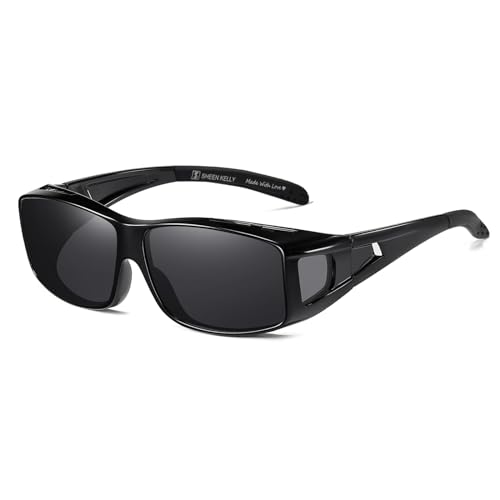 SHEEN KELLY Polarized Fit Over Prescription Glasses Wrap Around Sunglasses For Driving Night Vision Glasses