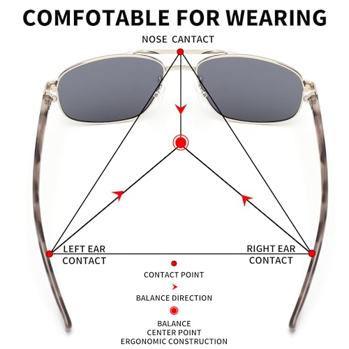 Jim Halo Polarized Pilot Sunglasses for Men Women, Classic Military Pilot Driving Sun Glasses UV400 Protection Grey & Mirror Blue