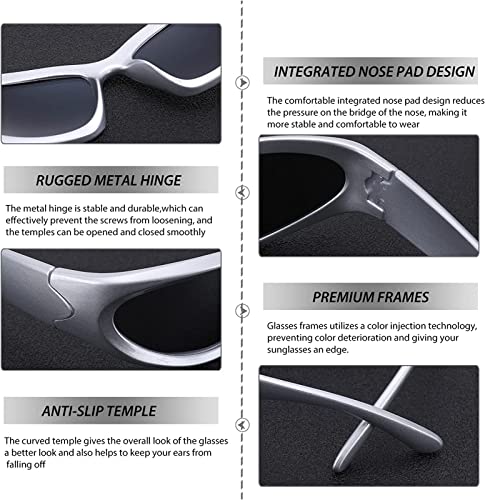 ZMNVEG Wrap Around Sports Sunglasses for Men Women Fashion Oval Thick Frame Sun Glasses Stylish Sport Wrap Shades Sport Shades Glasses Eyeglasses UV400 Protection Eyewear with Case