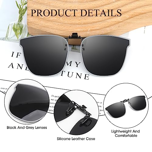 Bothfox Fashion Clip on Sunglasses for Men Polarized UV400 Protection Glasses over Prescription Anti Glare Flip up Frameless Round Sunglasses for Driving Travelling Fishing Outdoor
