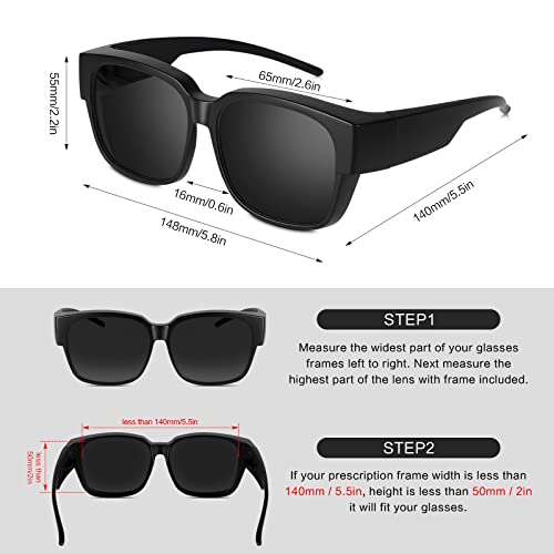 Hifot Fit Over Glasses Sunglasses for Men Women,Wrap Round Sunglasses to Fit Over Eyeglasses 100% UV Protection for Men and Women
