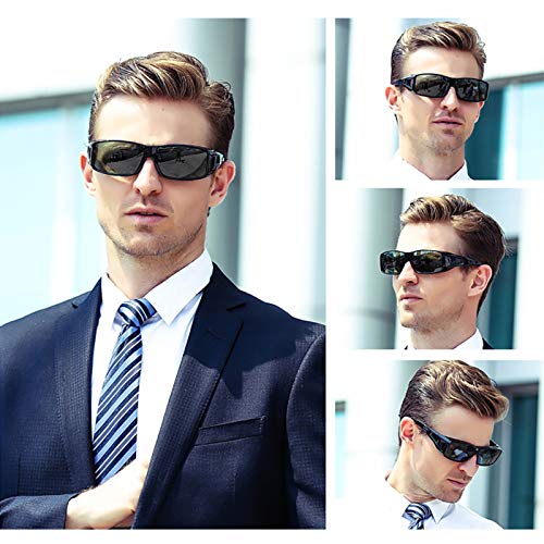 SHEEN KELLY Polarized Fit Over Prescription Glasses Wrap Around Sunglasses For Driving Night Vision Glasses