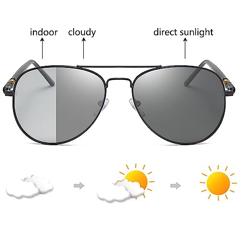 SECALIFE Men's Sunglasses Polarised Men Women Pilot Sunglasses UV400 Protection Polarized Sun Glasses Black Sunglasses Unisex Classic Vintage Style Sunglasses for Cycling Driving Fishing