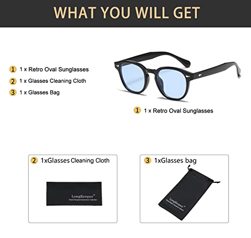 Long Keeper Retro Round Sunglasses Mens Womens Vintage Small Circle Sunglasses Designer Oval Round Frame Unisex Retro Sun Glasses UV400 Protection