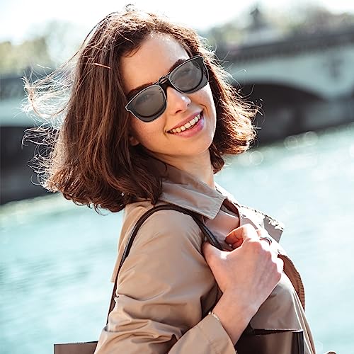 Bothfox Fashion Clip on Sunglasses for Men Polarized UV400 Protection Glasses over Prescription Anti Glare Flip up Frameless Round Sunglasses for Driving Travelling Fishing Outdoor