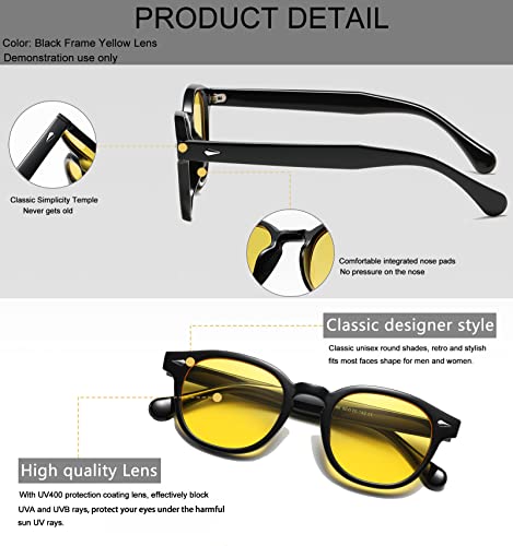 Long Keeper Retro Round Sunglasses Mens Womens Vintage Small Circle Sunglasses Designer Oval Round Frame Unisex Retro Sun Glasses UV400 Protection