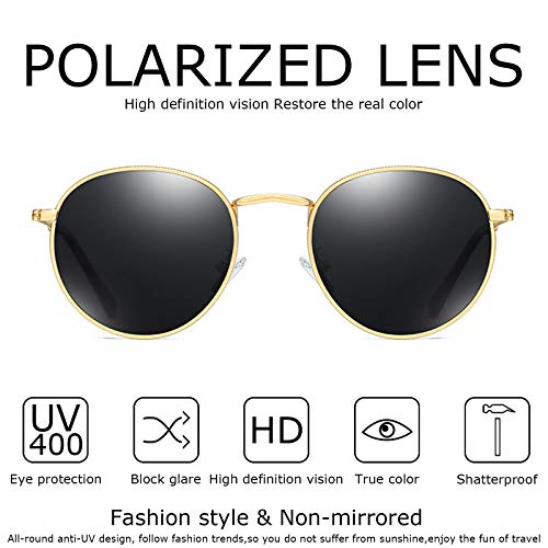 kennifer Unisex Round Sunglasses, Polarized UV400 Protection Circle Retro Steampunk Sun Glasses for Men and Women