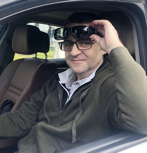 SHEEN KELLY Polarized Fit Over Prescription Glasses Wrap Around Sunglasses For Driving Night Vision Glasses