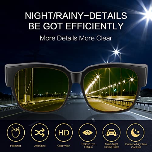 Hifot Fit Over Glasses Sunglasses for Men Women,Wrap Round Sunglasses to Fit Over Eyeglasses 100% UV Protection for Men and Women