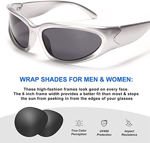 ZMNVEG Wrap Around Sports Sunglasses for Men Women Fashion Oval Thick Frame Sun Glasses Stylish Sport Wrap Shades Sport Shades Glasses Eyeglasses UV400 Protection Eyewear with Case