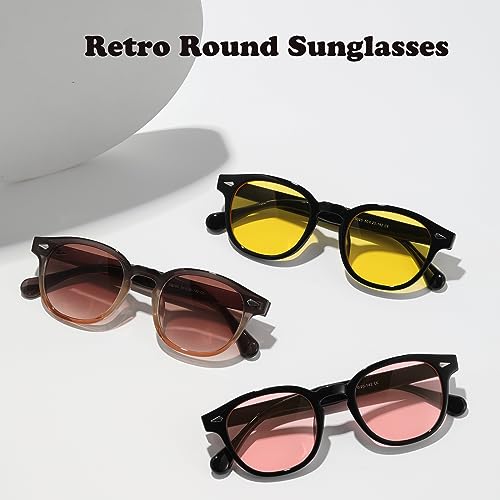 Long Keeper Retro Round Sunglasses Mens Womens Vintage Small Circle Sunglasses Designer Oval Round Frame Unisex Retro Sun Glasses UV400 Protection