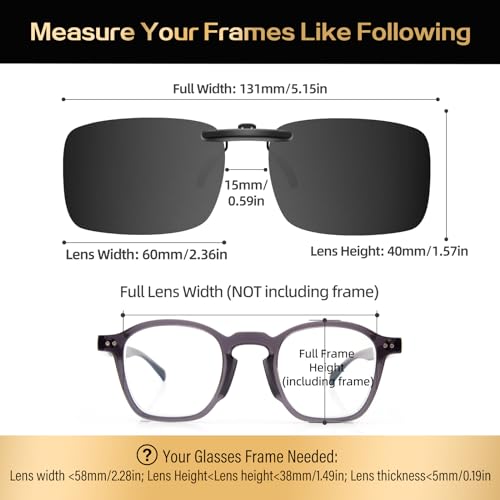 Goiteia Polarized Clip On Sunglasses Over Prescription Glasses Men Women,Compact Fit,Non-Flip Up