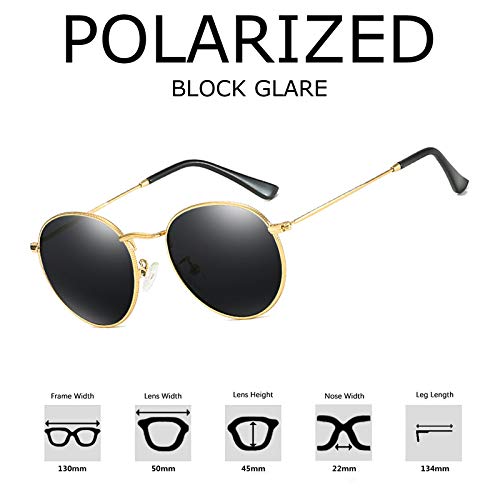 kennifer Unisex Round Sunglasses, Polarized UV400 Protection Circle Retro Steampunk Sun Glasses for Men and Women