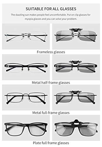 TEMSO Photochromic Clip On Sunglasses,HD Vision Polarized UV400 Anti Glare For Mens Women|Flip up|Day Night Driving|60 * 42mm