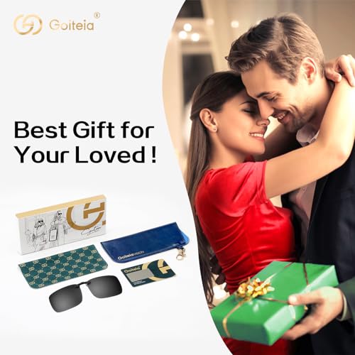 Goiteia Polarized Clip On Sunglasses Over Prescription Glasses Men Women,Compact Fit,Non-Flip Up