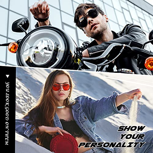 CGID Polarised Sunglasses for Women Men Steampunk Retro Round Unisex Eyewear Glasses UV400,Side Shield Goggles Gothic Sun Glasses Black Frame Grey Lens