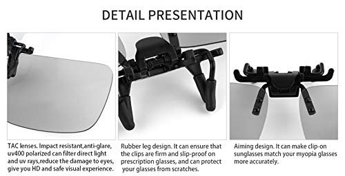 TEMSO Photochromic Clip On Sunglasses,HD Vision Polarized UV400 Anti Glare For Mens Women|Flip up|Day Night Driving|60 * 42mm