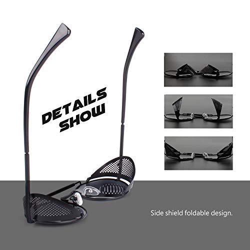 CGID Polarised Sunglasses for Women Men Steampunk Retro Round Unisex Eyewear Glasses UV400,Side Shield Goggles Gothic Sun Glasses Black Frame Grey Lens