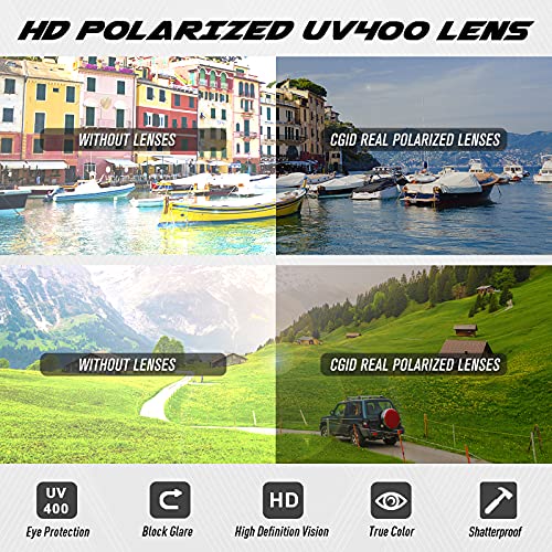 CGID Polarised Sunglasses for Women Men Steampunk Retro Round Unisex Eyewear Glasses UV400,Side Shield Goggles Gothic Sun Glasses Black Frame Grey Lens