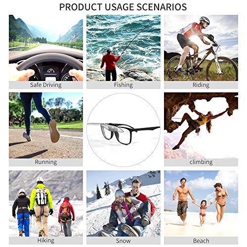 TEMSO Photochromic Clip On Sunglasses,HD Vision Polarized UV400 Anti Glare For Mens Women|Flip up|Day Night Driving|60 * 42mm