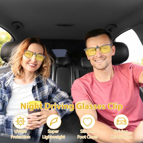 GROVL Polarised Flip up Clip on Night Driving Glasses,Sunglasses for Men Women Polarised UV Protected,Reduce Glare From Headlamps,Snow,Sun Fits all Glasses,High Definition Vision