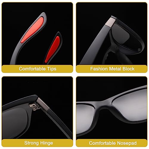 Charfia 2 Pack Polarised Sunglasses for Men Women, Retro Mens Sunglasses Polarised, Sun Glasses Womens Men Sunglasses Driving Sunglasses Mens with UV400 Protection for Driving Fishing Hiking Sport