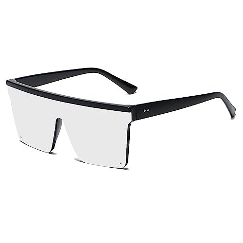 Long Keeper Flat Top Oversized Sunglasses - Square Sunglasses for Women Men Mirrored Rimless Sun Glasses Big Frame Fashion Shades UV400 Protection