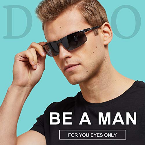 DUCO Men's Sports Polarized Driving Carbon Fiber Sunglasses for Men UV400 Protection DC8277 (Black Frame Grey Lens)