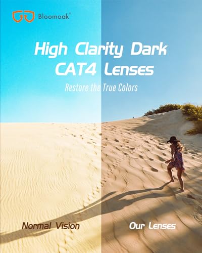 Bloomoak Super Dark Lens Black Polarized Sunglasses | Wrap Around Sport Sunglasses Unsex | UV400 | CAT 4 | For photophobia(Sensitive Eyes)