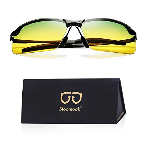 Day Night Driving Glasses- Anti-Glare Night Vision Glasses Men Women Polarized Sunglasses Night Sight Glasses for Fishing Driving Filter Dazzling Glare from Headlights, Ultra Light Metal Frame