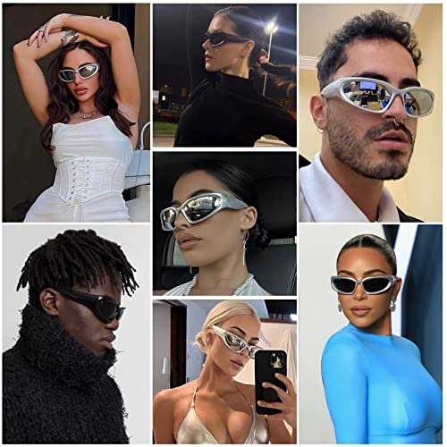 Perfectmiaoxuan Polarized Lens Y2K Wrap Around Sunglasses Stylish Polarised UV400 Futuristic Oval Sun Glasses Women Men Fishing Golf Driving Sunglasses