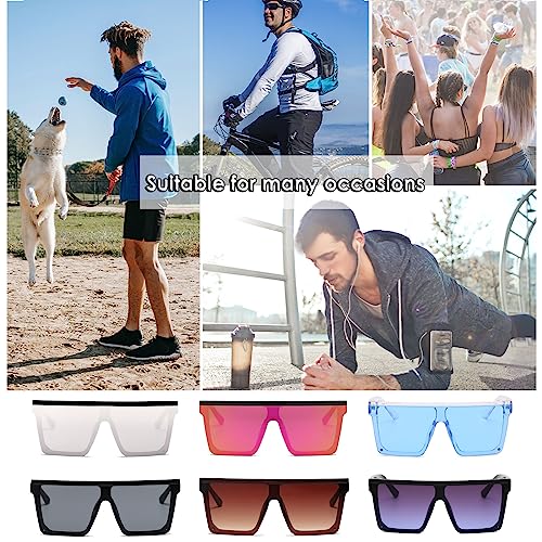 Long Keeper Flat Top Oversized Sunglasses - Square Sunglasses for Women Men Mirrored Rimless Sun Glasses Big Frame Fashion Shades UV400 Protection
