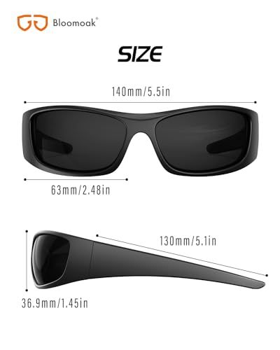 Bloomoak Super Dark Lens Black Polarized Sunglasses | Wrap Around Sport Sunglasses Unsex | UV400 | CAT 4 | For photophobia(Sensitive Eyes)