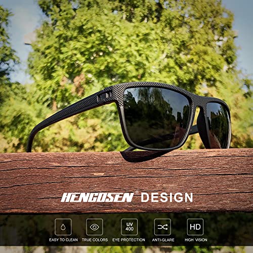 HENGOSEN Sunglasses for Men, Polarised Sunglasses for Men with Lightweight Frame UV400 Protection for Driving Fishing Cycling