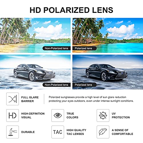 Sunglasses Men Polarized Sunglasses for Men Women Retro Mirrored Sunglasses Men Women Uv Protection Sunglasses for Travel Driving Fishing Outdoor