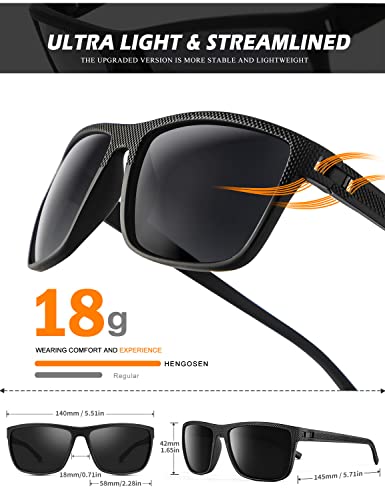 HENGOSEN Sunglasses for Men, Polarised Sunglasses for Men with Lightweight Frame UV400 Protection for Driving Fishing Cycling