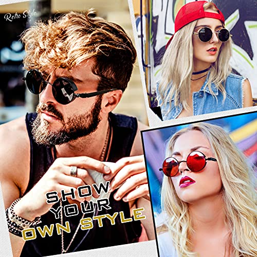 GQUEEN Retro Round Circle Polarised Steampunk Sunglasses Mens Womens UV400 Protection