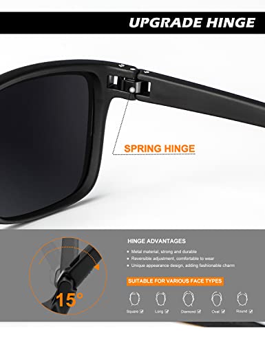 HENGOSEN Sunglasses for Men, Polarised Sunglasses for Men with Lightweight Frame UV400 Protection for Driving Fishing Cycling