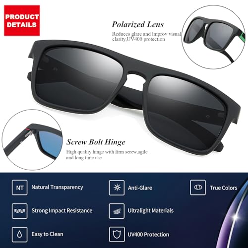LEDING&BEST Sunglasses Polarised for Men Women Cool Fishing Driving Hiking Ultralight Unisex Classic Vintage Style Ultralight Shades Trave sun glasses UV Protection