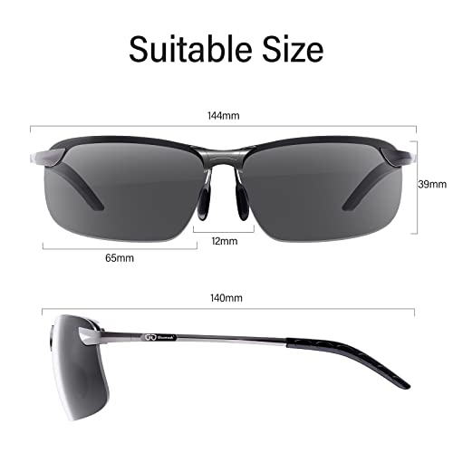 Bloomoak Photochromic Driving Glasses - Photochromism & Polarization |Adjustable Nose Pad |Non-Slip Temple - For Sunny & Cloudy Day Driving |Fishing |Golf |Reduce Glare |UV400 Eyes Protection
