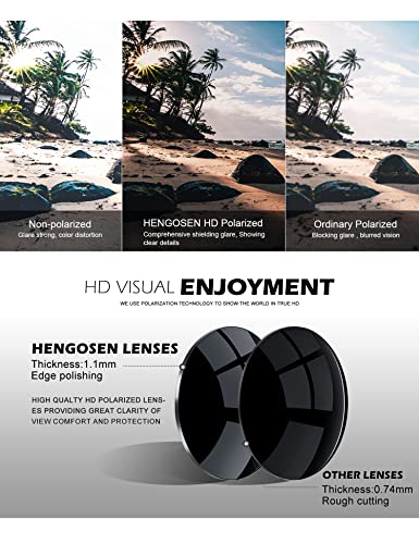 HENGOSEN Sunglasses for Men, Polarised Sunglasses for Men with Lightweight Frame UV400 Protection for Driving Fishing Cycling