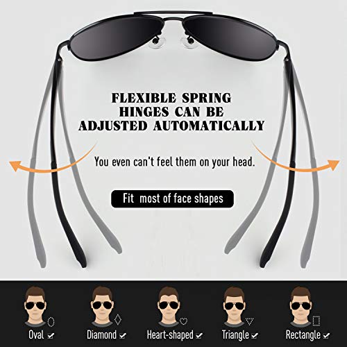 CGID Mens Polarised Sunglasses Polarized Pilot Unisex Sun Glasses UV Protection Male Shades Premium Al-Mg Alloy Spring Hinges